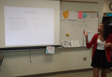 A student presents her Criminal Justice Issue Presentation