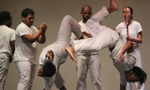 The Durham Capoeira Society performs for students at Millbrook's 2014 International Festival